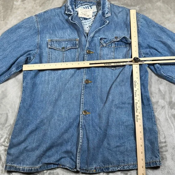 Vintage G Unit Denim Shirt Men XXL Blue Button Up Shacket Heavyweight Hiphop Y2K - Picture 10 of 11